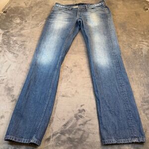 Guess Slim Straight Jeans Mens 30x32 Blue Distressed Denim Pants Casual